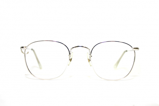 Algha 14 KT GF Eyeglasses Frame Vintage White Gold Filled Panto Quadro
